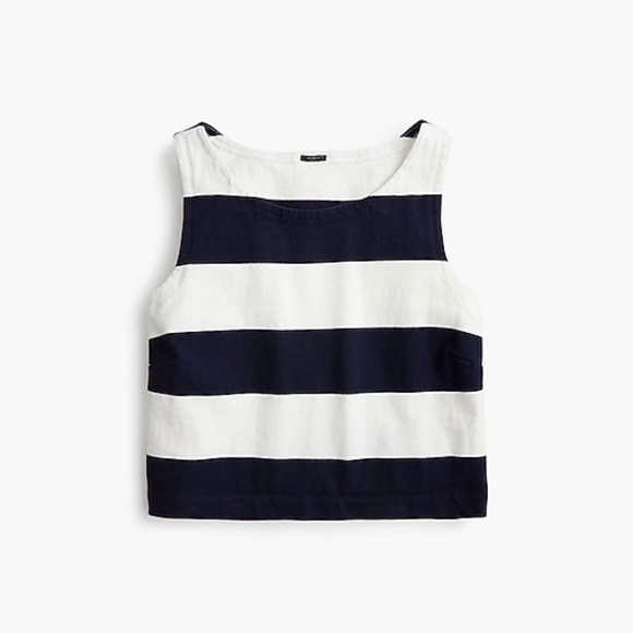 J. Crew Tops - J. Crew striped Navy & white cropped top, Sz S